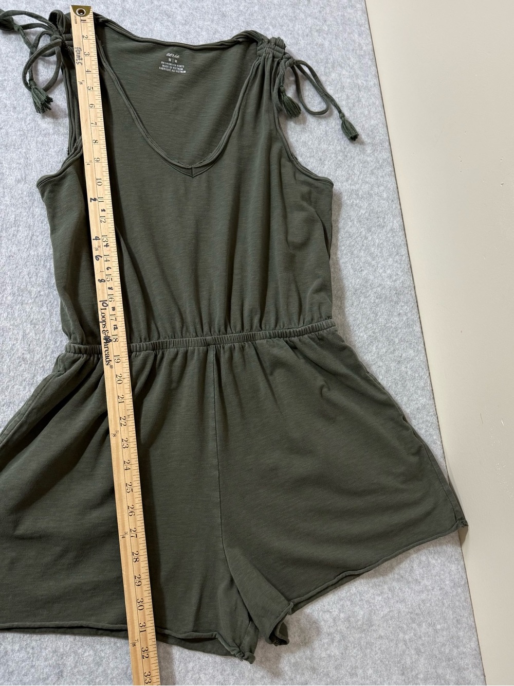 Aerie Pleated Romper Olive Green size Medium - Picture 14 of 16